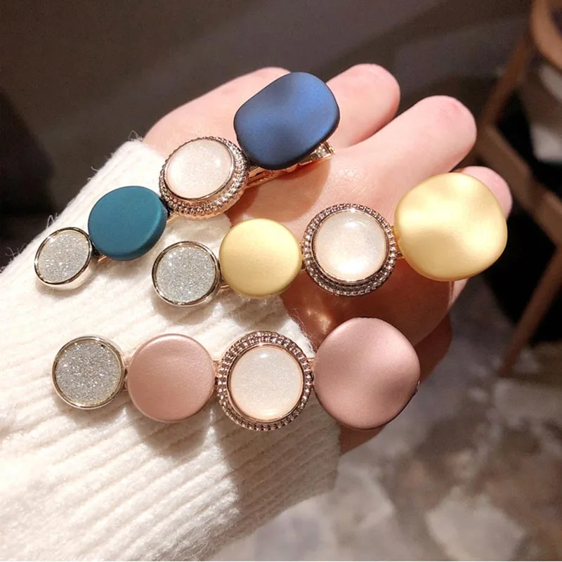 

Fashion Korean Round Women Hair Clips Vintage Girls Hairgrips Hair Accessories Crystal Alloy Hairpins