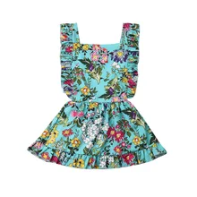 Новое платье принцессы для маленьких девочек платье-пачка без рукавов с цветочным рисунком и оборками Сарафан