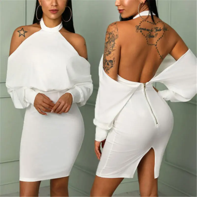 Meihuida Новое поступление Для женщин пикантные с открытыми плечами и юбки с разрезом сзади женские вечерние Bodycon Белый Цвет девушка юбка