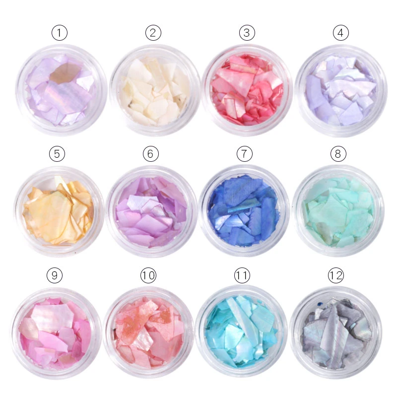 

1 Case Mixed 12 Color Irregular Paillette Nail Art Sequins Colorful Flake Glitter Dyed Shells for Nail Decoration Grid DIY Tools