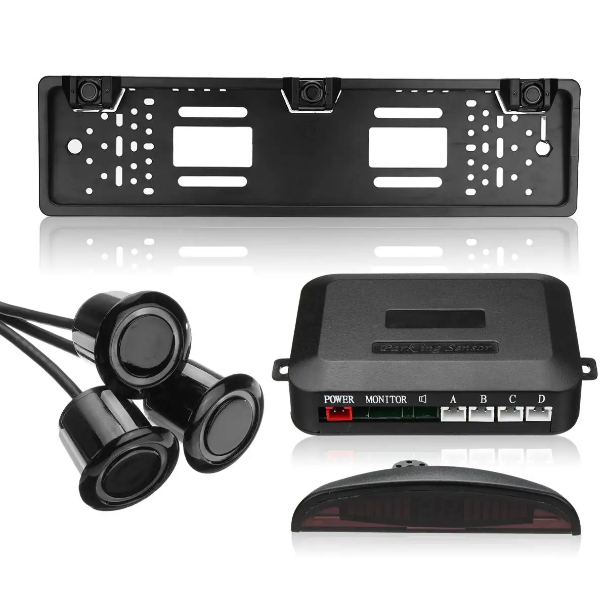 

1 Set 12V DC Universal License Plate Frame Wireless Car Reverse Parking Sensor System Kit Number