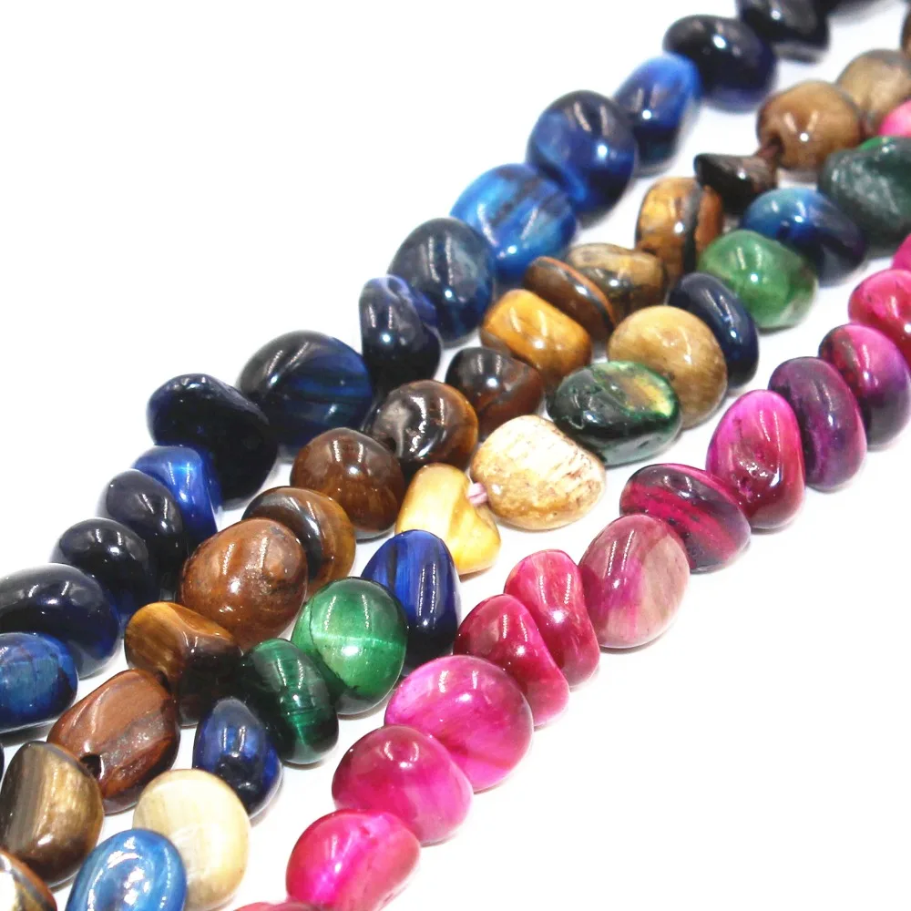 

New 8mm*10mm Irregular colorful tiger eye Loose Stone Beads 60 pcs DIY making Clothes accessory Jewelry fittings