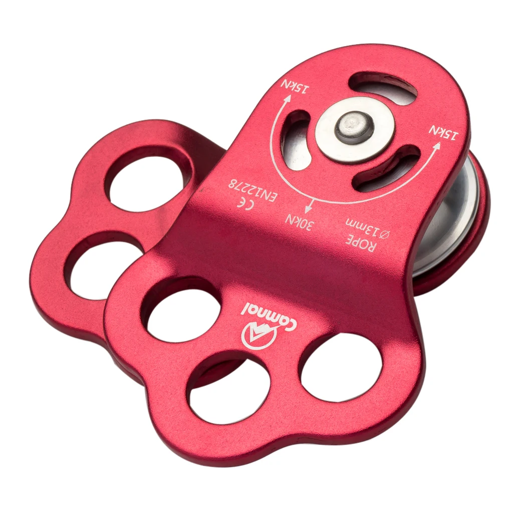 

30KN Single Climbing Pulley for 13mm Rope Climber Pulley Triple Attachment for Climbing Mountaineering Rescue Tool Red