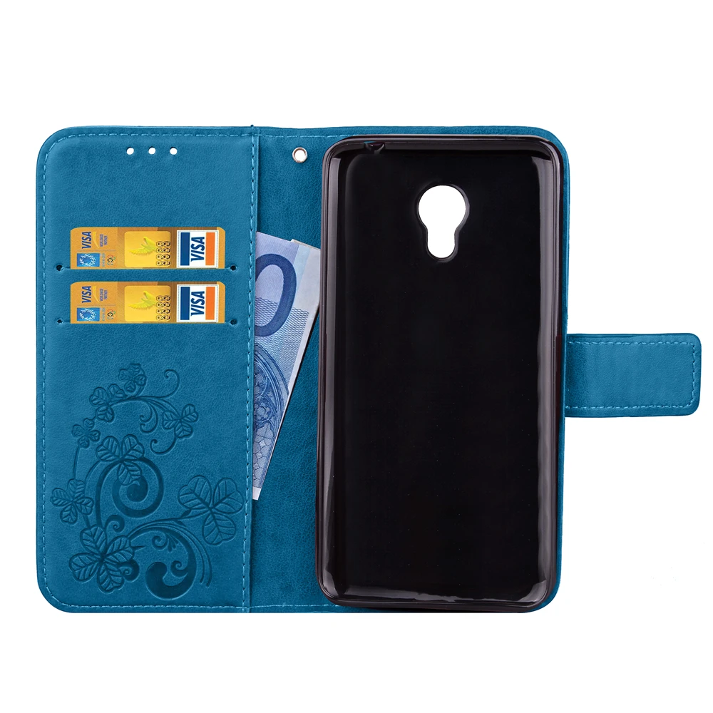 3D кожаный держатель для карт с подставкой, Магнитный флип-чехол с клевером для Meizu M3s Y685H Y685M Y685C Y685Q Meilan 3S 16GB чехлы для телефонов