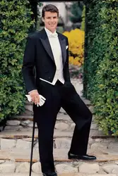 Новый фрак жених смокинги черный пик лучший мужчина дружки мужчины свадебные костюмы пром / вечерние / жених ( куртка + брюки + галстук + жилет