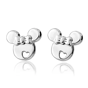 

New arrival 100% 925 sterling silver cute micky mouse earrings diy fashion jewelry stud earrings making for women gifts 2019