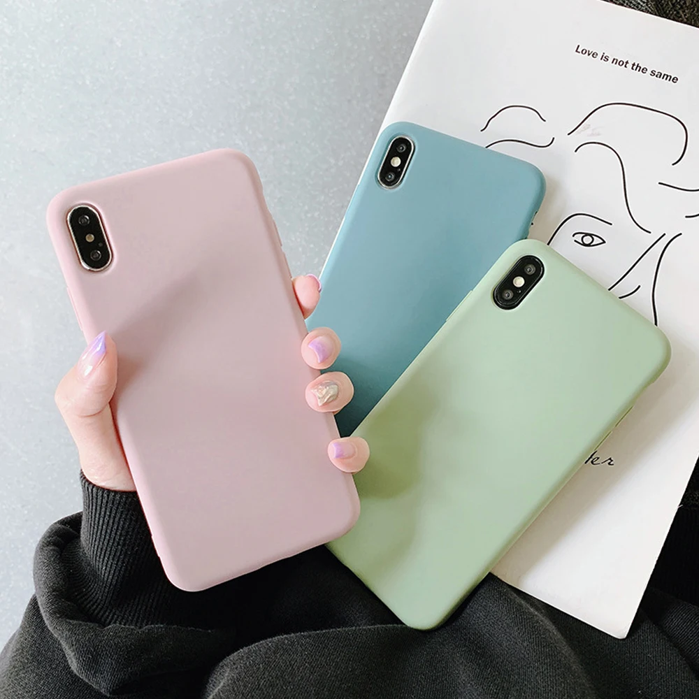 

Simple solid color TPU material soft phone case For iPhone 6 6S 7 8 Plus X XS XR XSMax
