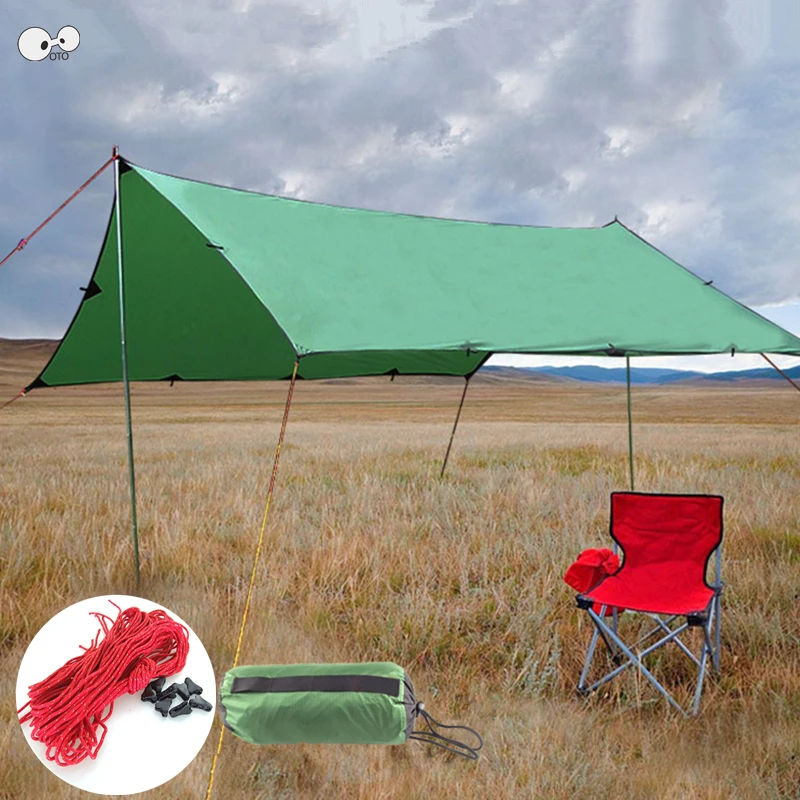 

New 3*3m/3*4m 40D Silicone Coating Nylon Waterproof Ultralight Tarp Outdoor Camping Sun Shelter Shade Awning Pergola Beach Tent
