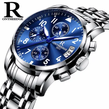 

Relojes Hombre Luxury brands ONTHEEDGE Men Business Quartz Watch Stainless Steel Calendar Waterproof Watch Chasy Hot Sale