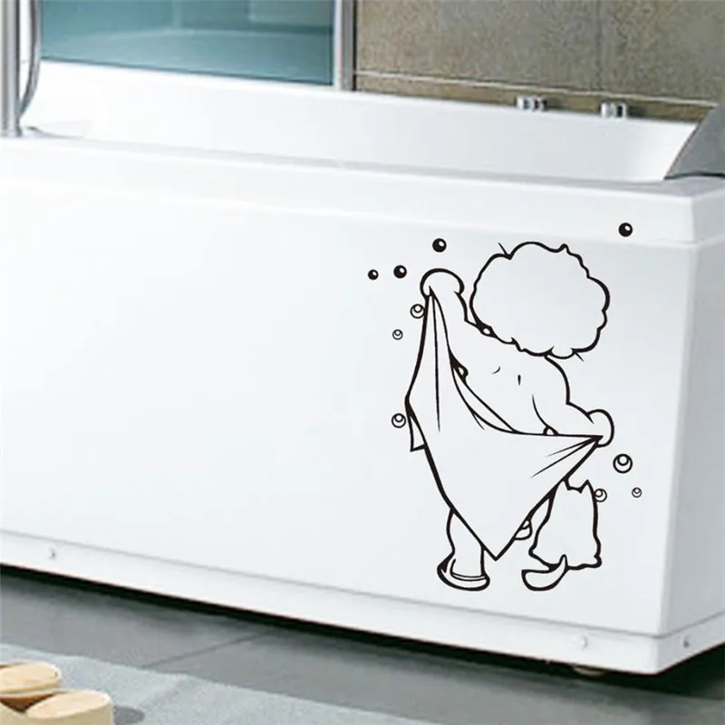 Bathroom Cute Kids Shower Art Stickers For Tiles Glasses Wall Decal