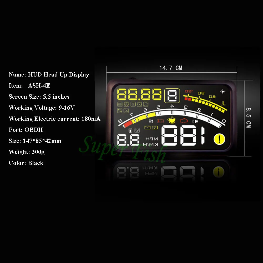 5,5 дюймов дисплей на голову obd hud дисплей Автомобильный gps Спидометр obd 2 дисплей на головке tpms tmps tpms android