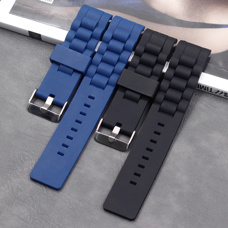 

Silicone strap men 20mm22mm ladies sports waterproof natural rubber curved strap accessories pin buckle