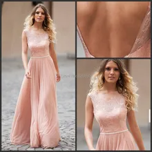 2015 elegante Sheer Illusion Spitze Backless Abend-kleider Scoop A-linie Chiffon Langer Abschlussball Kleidet Falten Formale Kleider Nach Maß