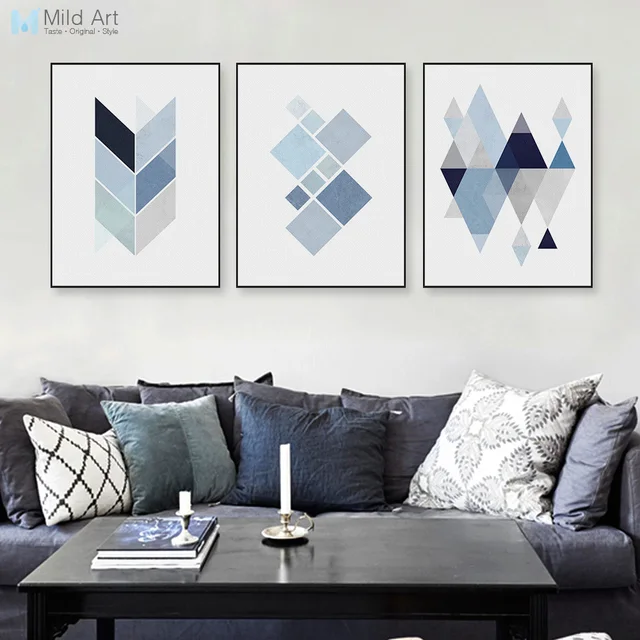 Moderne Abstracte Geometrische Vorm A4 Kunst Poster Blauwe Muur foto ... Moderne Abstracte Geometrische Vorm A4 Kunst Poster Blauwe Muur foto ...