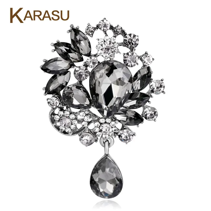 

Vintage Water Drop Brooch Flower Leaf Crystal Rhinestones Brooches for Women Brooch Pins Jewelry Wedding Decoration