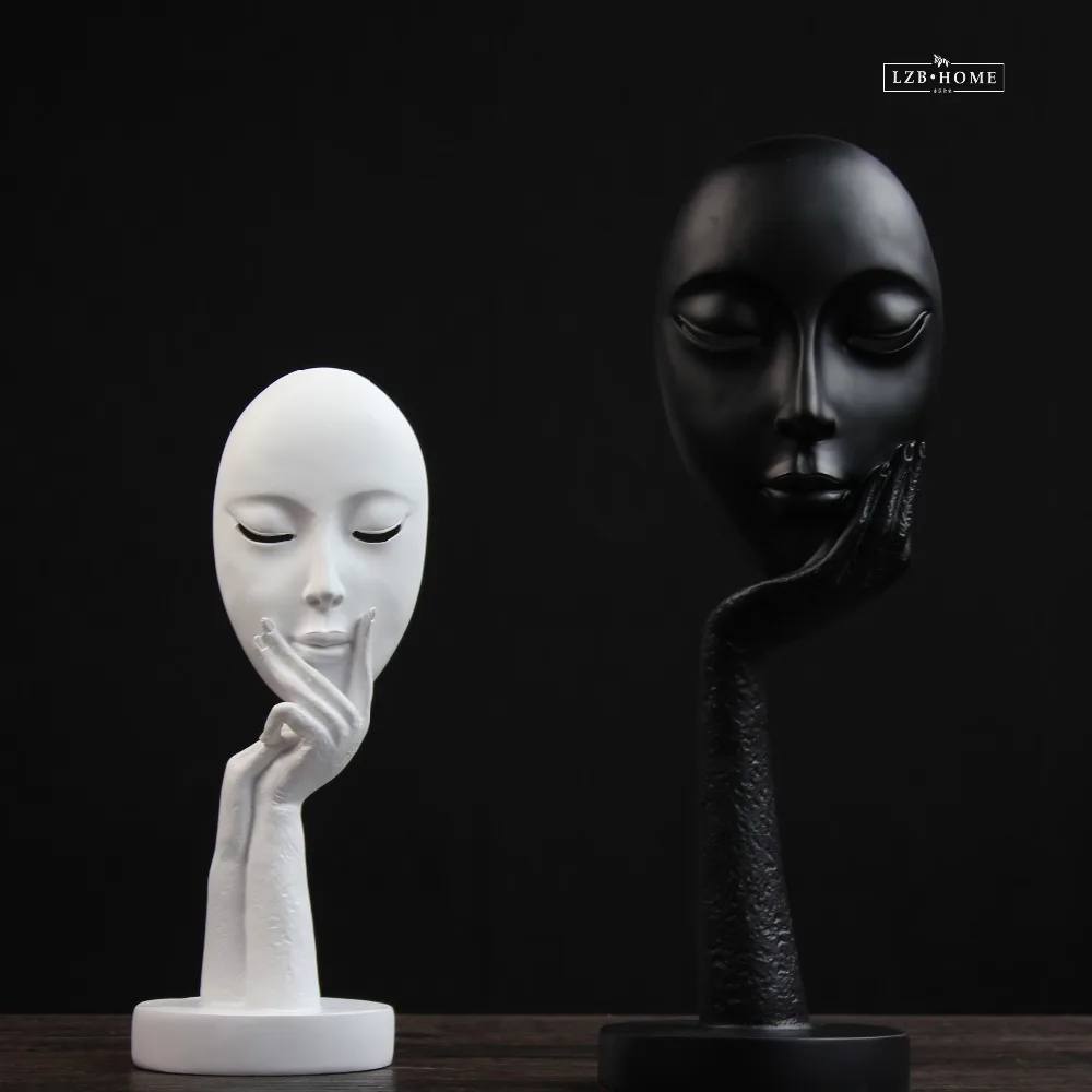 Creative resin human face figurines bar vintage statue home decor