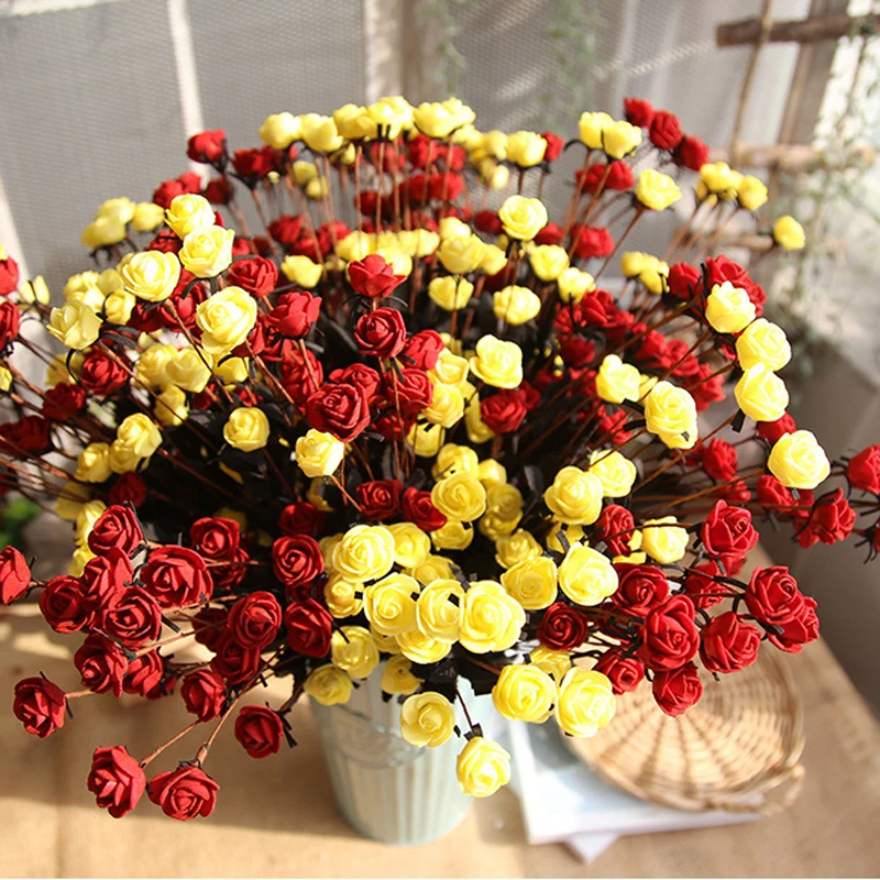 50cm 15 Heads Artificial Rose Flowers PE for Xmas New Year Home Wedding Party Birthday Decoration Fake Plants for Table Decor