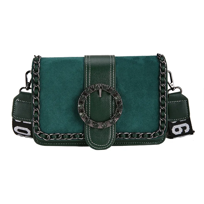 

Grinding Bag Girls Spring Fashion 2019 New Wide Shoulder Strap Buckle Single Shoulder Slant Small Square High Quality Vintage Pu