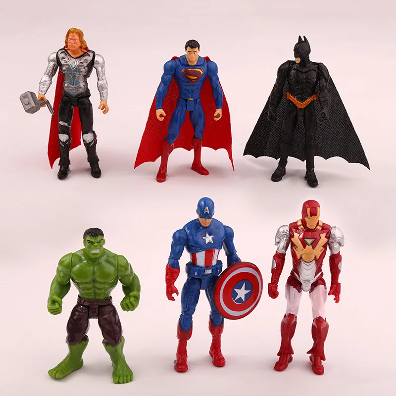 6pcs/set The Avengers figures Super hero Iron man Captain America Hulk batman thor Action Figures PVC Decoration  toys