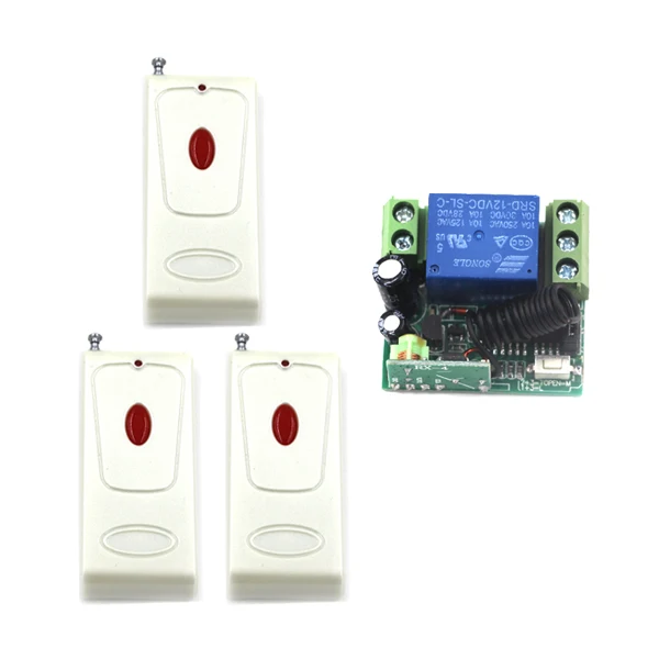 

Free Shipping DC12V 10A 1 Channel RF Wireless Remote Control Switch/Radio Controlled Switch System 1Receiver&3Transmitter 4408