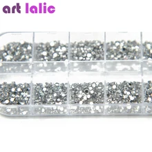 3000 шт. 1,5 мм чистое серебро украшение для ногтей, со стразами с круглым блестит с Жесткий Чехол сделай сам украшения для ногтей