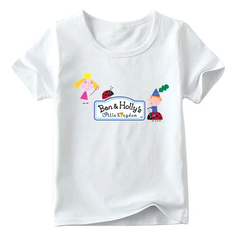 Детская футболка с принтом «Бен и Холли», летние белые топы с короткими рукавами для мальчиков и девочек, детская повседневная футболка, ooo5038 - Цвет: ooo5038 D