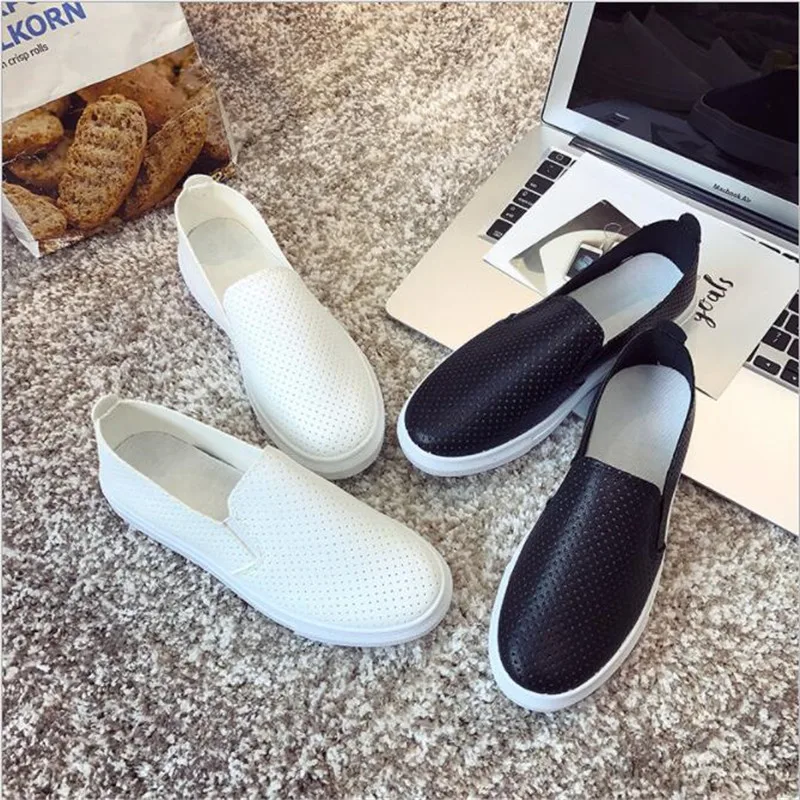 

New popular women's small white shoes comfortable breathable hollow women's shoes sleek minimalist flat shallow lazy shoes