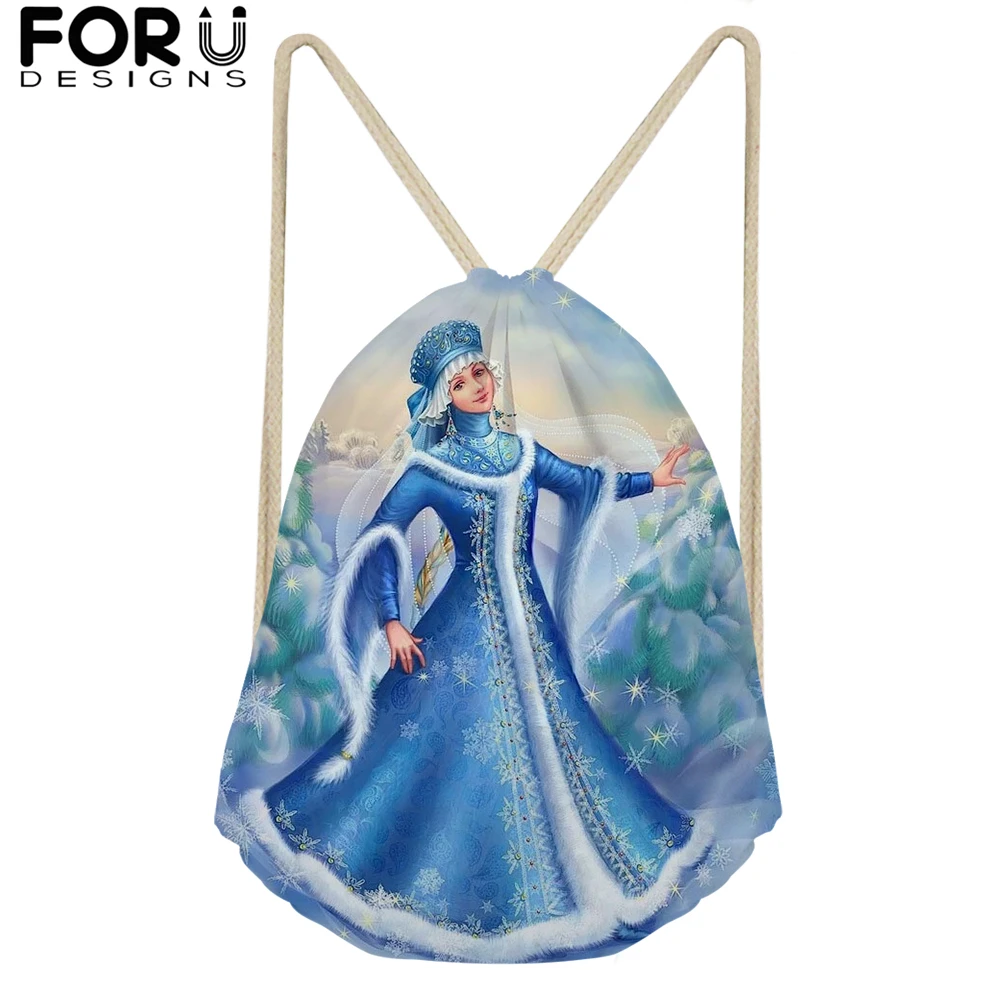 

Blue Drawstring Bag for Teenagers Woman Girl Russia Snow Maiden Drawstring Backpack Package Travel Storage Package 2019