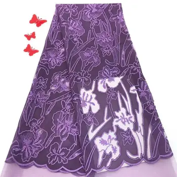 

Velvet stone Latest African Cord Lace Fabrics High Quality 2018 Nigerian Lace Fabric For Wedding African Lace Fabric Blue purple