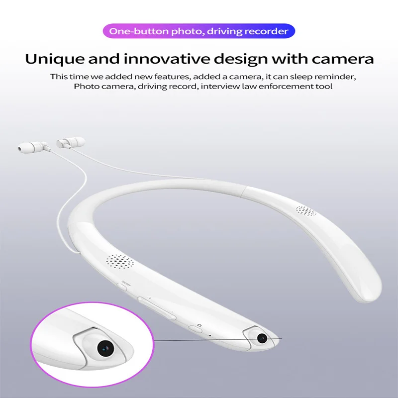 

V9 Bluetooth Headset Mini Camera Stereo Neckband In-ear Earbuds with Camcorder Sport Bluetooth Earphone