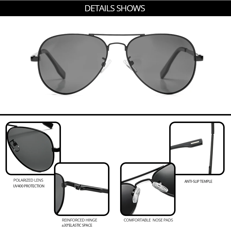COASION, классические солнцезащитные очки пилота для мужчин и женщин, поляризационные,, металлическая оправа, солнцезащитные очки, зеркальные линзы, очки для вождения, UV400, 58 мм, CA1095
