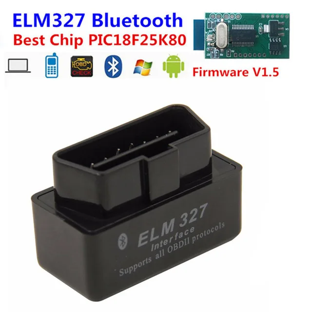 elm327 Bluetooth OBD2 v1.5/V2.1 Elm 327 OBD 2 Автомобильный диагностический инструмент сканер elm 327 OBD2 адаптер автомобильный диагностический инструмент - Цвет: Серый