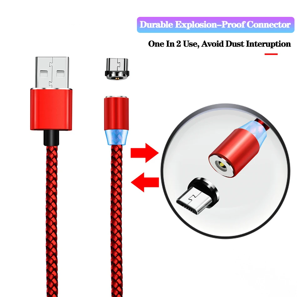 Магнитный кабель в оплетке 1 м светодиодный type-C Micro USB Магнитный usb кабель для зарядки iphone Xs samsung A50 S8 мобильный телефон USB C шнур