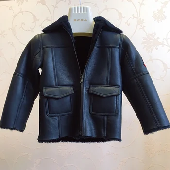 

2018 new Children genuine leather coat Kids merino fur coat real fur jacket natual two in one fur coats MWrt01