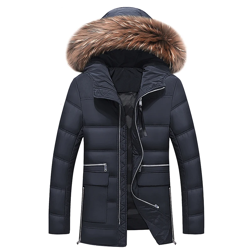

2019 New Winter Jacket Men Big Real Fur Collar Hooded Duck Down Jacket Thick down jacket men warm coat 2XL 3XL 027