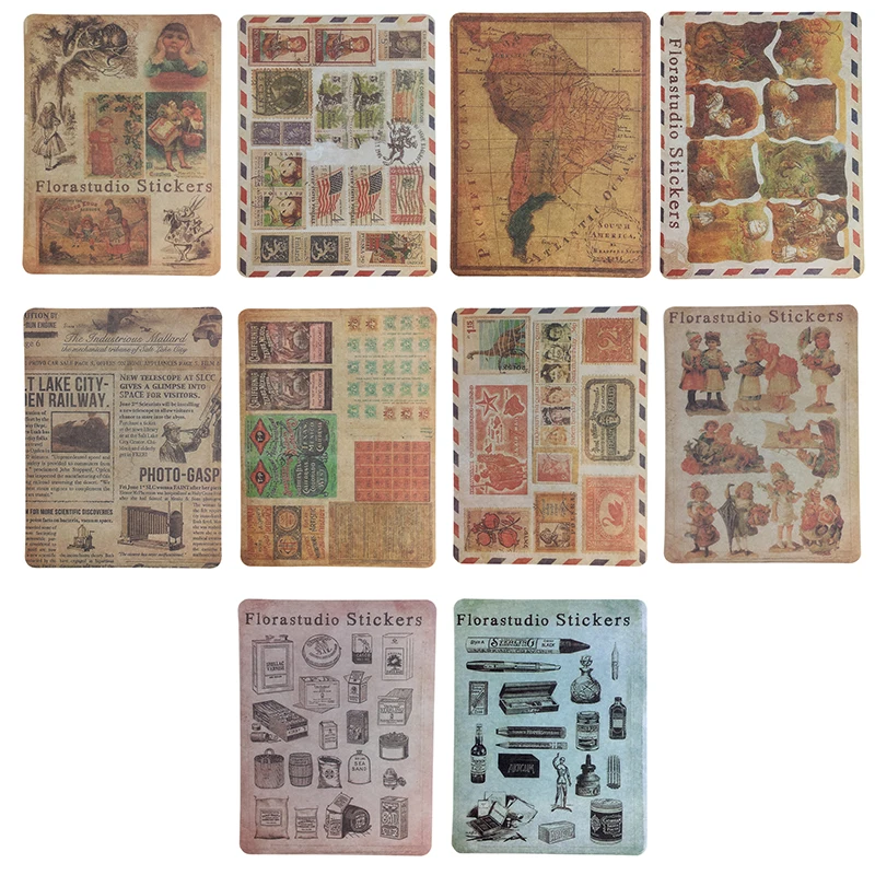 

Qianyun 10pcs/set Home Decoration Stickers Map Stamp Retro Posters Stickers For Schedule Diary Stationery Envelope Nice Gifts