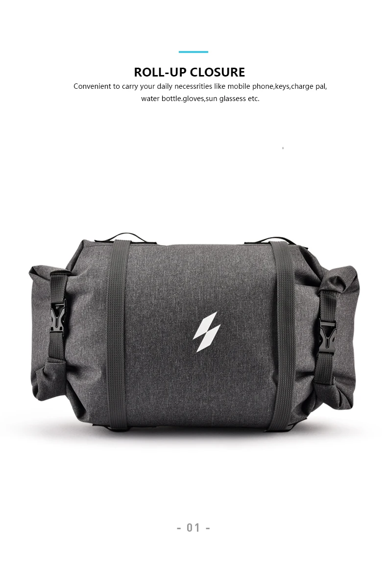 Excellent ROSWHEEL 112008 Reflective Cycling Mountain Road Bicycle 5L Bike Handlebar Bag Front Frame Top Tube Pannier Pouch Roll-up Design 2