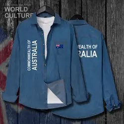 Австралийская австралийская Мужская Осенняя хлопковая джинсовая рубашка с отложным воротником с длинным рукавом ковбойская куртка