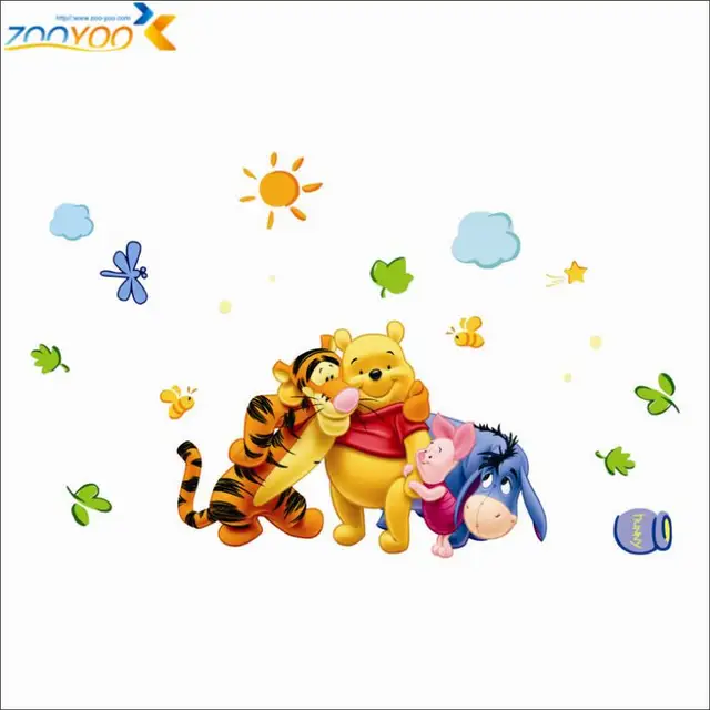 Cartoon Winnie the Pooh Wall Stickers For Kids Rooms Sofa Bedroom Home Decor Baby Bear PVC Wall Decals DIY Wallpaper Mural Art as the picture