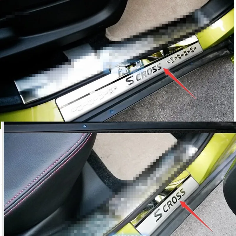 

For Suzuki Sx4 S-Cross 2014-2017 Stainless Steel door Sill Protector Pedal Welcome Plate Car External Accessories Sticker 4 PCS