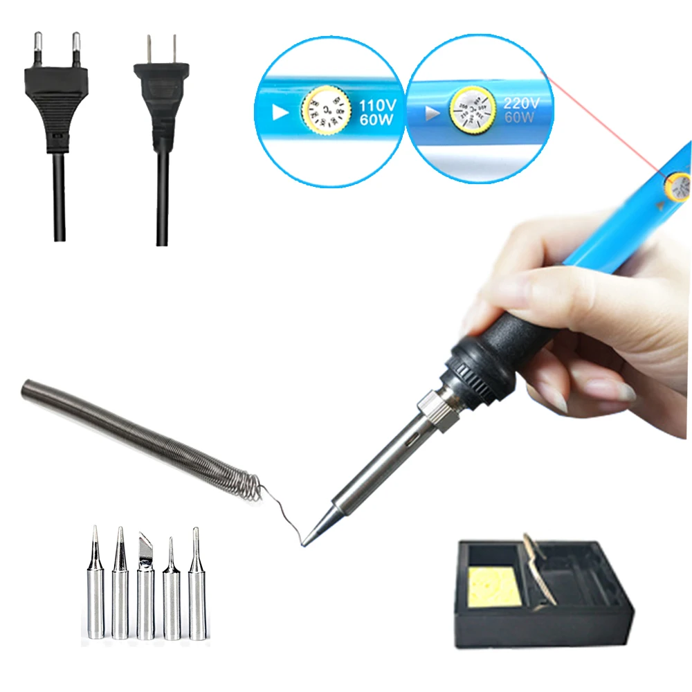Adjustable temperature soldering iron Electric iron set Welding aids 6 pieces kit High-quality soldering iron head suction gun 