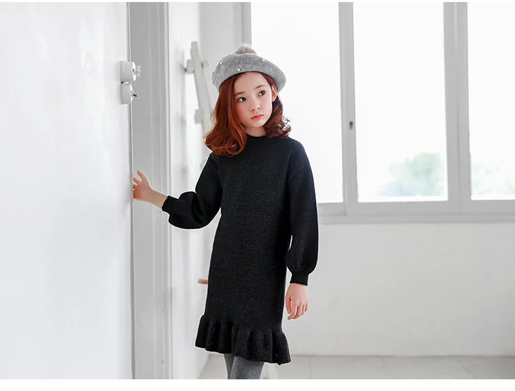 knitting sweater dresses for girls 11 10 years ruffles long sleeve little big girls princess dresses kids teenagers clothing  5 6 7 8 9 10 11 12 13 14 15 16 years little teenage big girls  children dress girls princess dress girls dress kids (3)