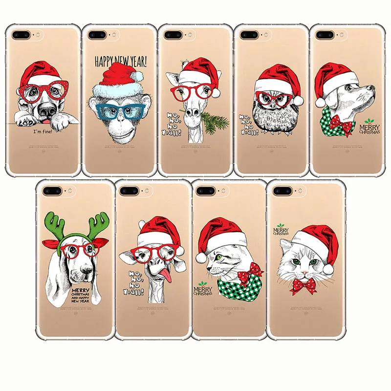 

christmas animals dogs cats owls camels monkey cute pattern cover phone case for iPhone 7 8 9 6s 10 Plus X 5 5s se 6