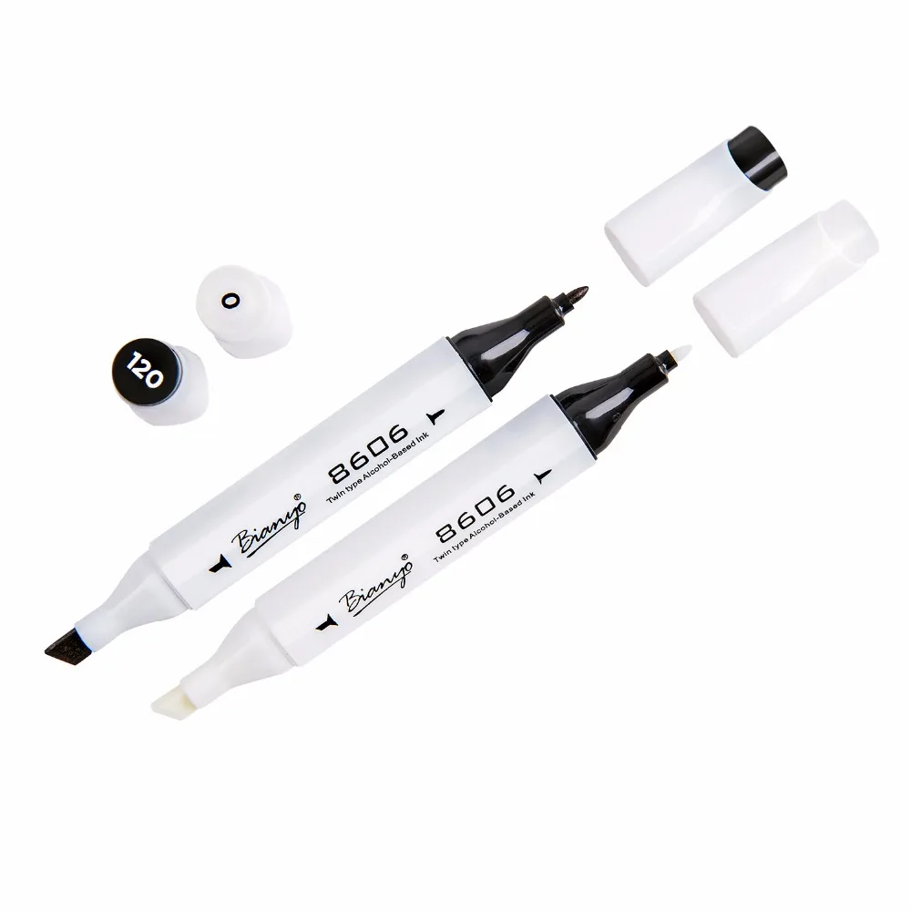 

Bianyo Dual Tips Blender Colorless 0# Marker Alcohol Based Ink 120# Black Color Marker Manga Pen Art Supplier