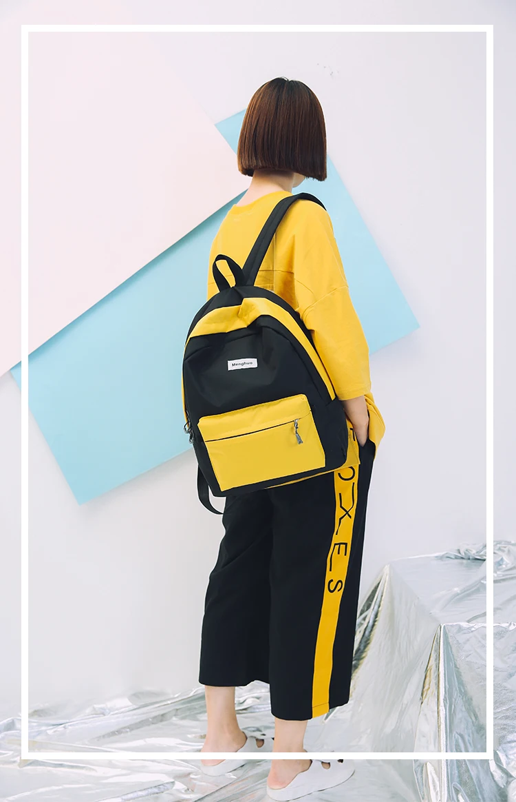 Menghuo Brand New Patchwork Women Backpacks Canvas Backpack Girls Rucksack School Backpacks for College Student Mochila Feminina (2)