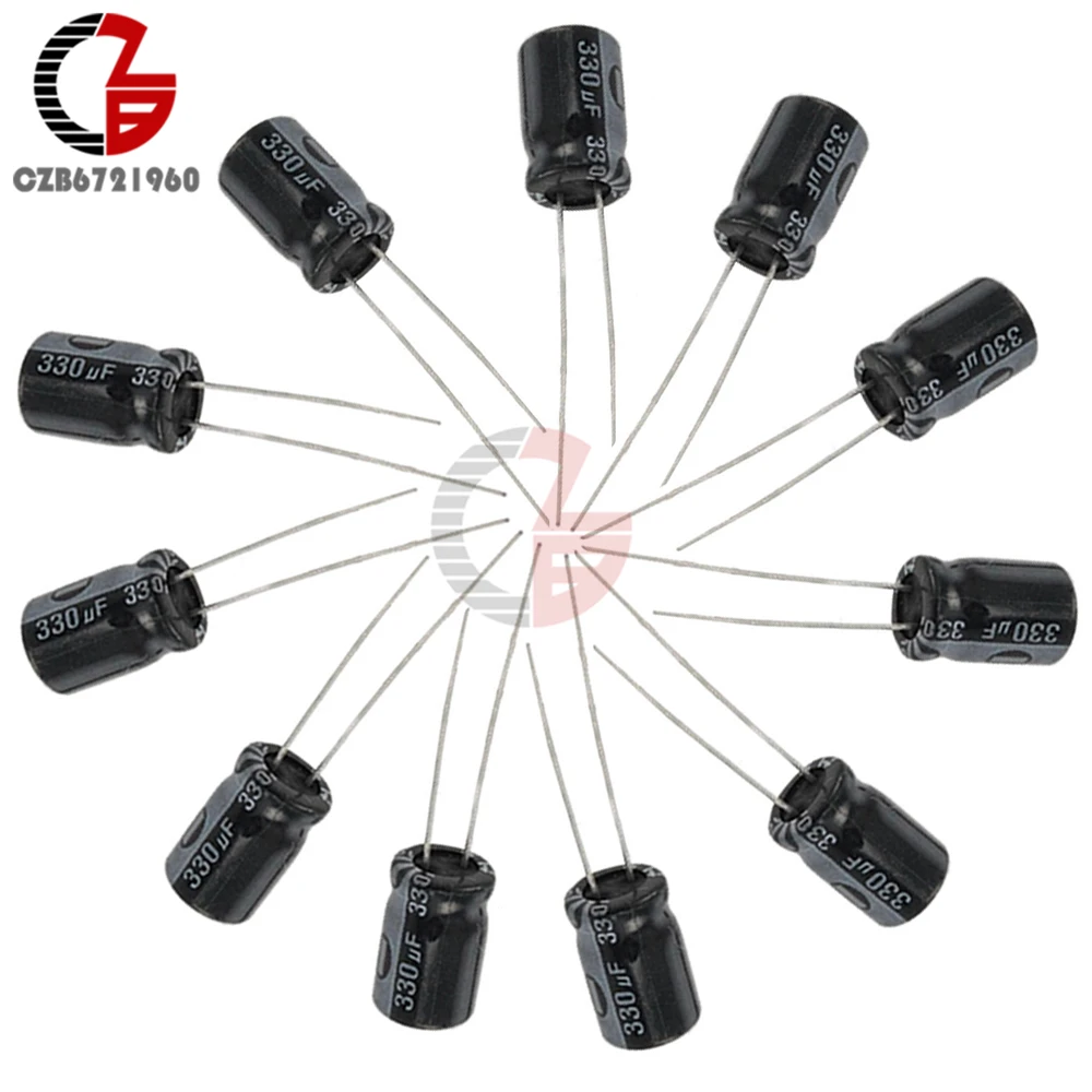 

10PCS 330uF 25V 105C 8mm*12mm Radial Electrolytic Capacitors