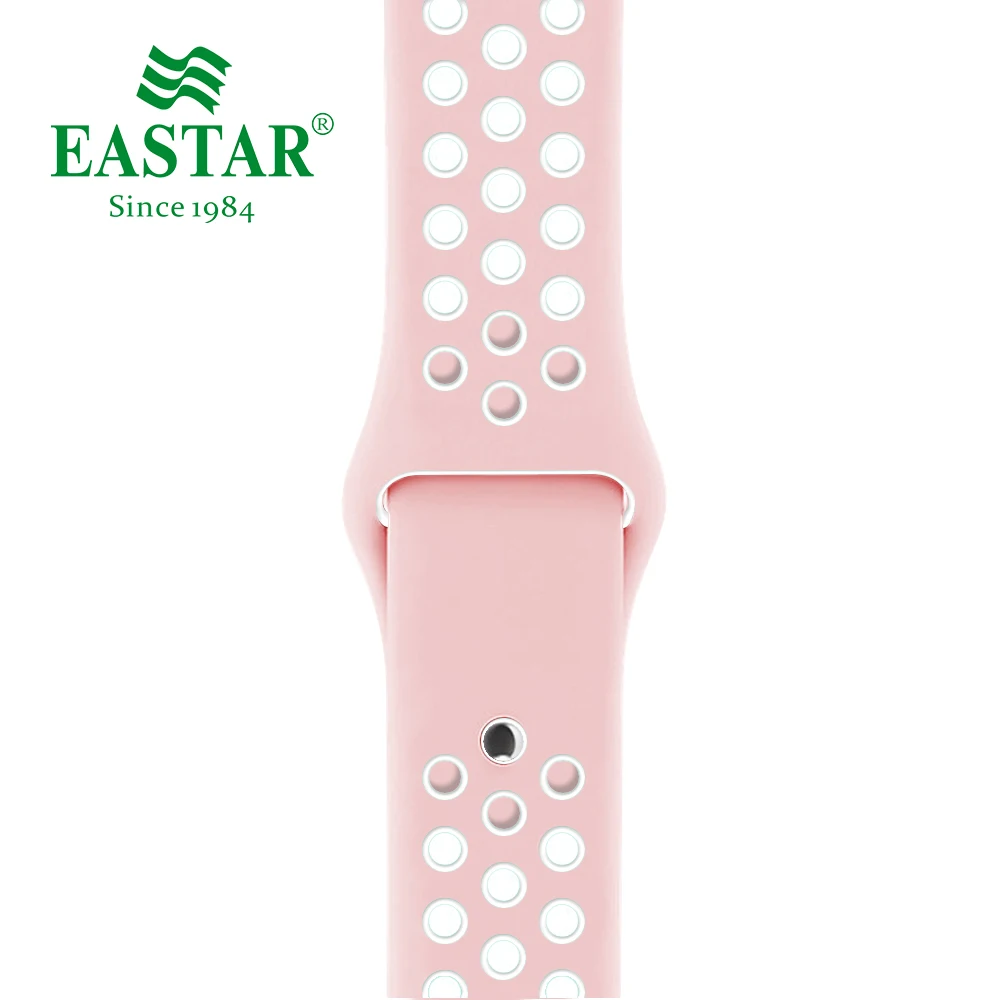 Eastar красочный наручный ремешок мягкий силиконовый 42 мм/38 резиновые спортивный браслет для наручных часов Apple Watch Series 5 4, 2, 3, ремешок для наручных часов iWatch модель Sports - Цвет ремешка: Pink white