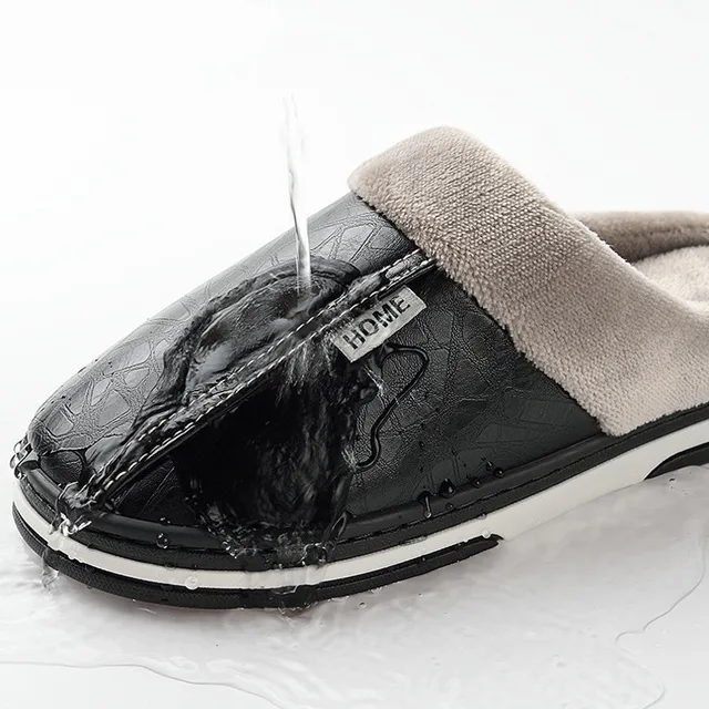 ASIFN PU leather Slippers with Fur Men's Shoes Shoes