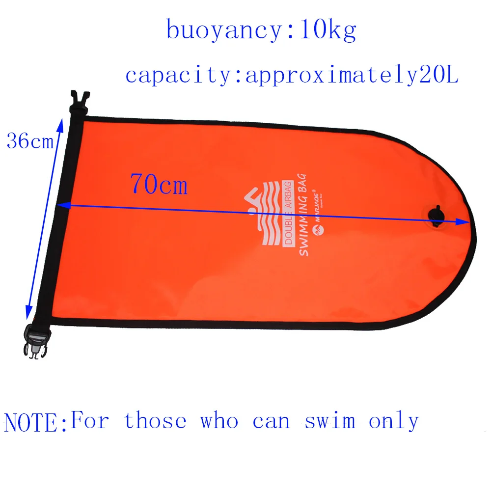 20L Надувная сумка для хранения плавательных принадлежностей буксировочный поплавок сухой мешок двойной воздушный мешок плавательный тренировочный сигнальный мешок безопасности