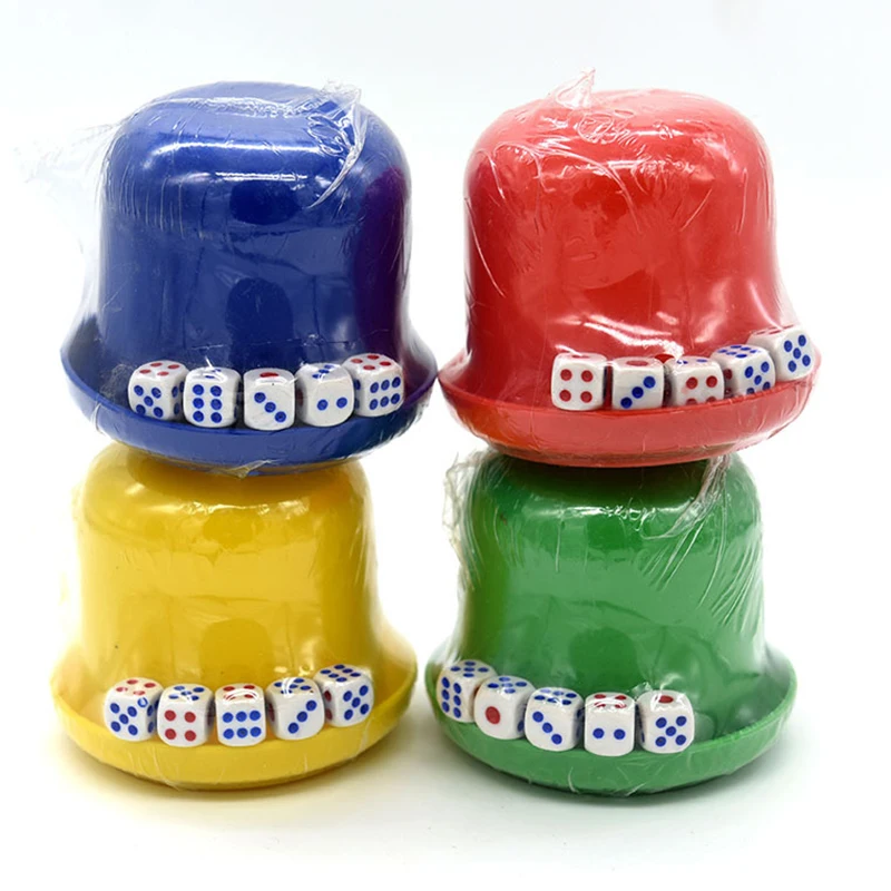 

5 Pieces Dices With 1 Pieces Dice Cup Board Drinking Board Game Gambling Dices and Dice Cup Set Random Color